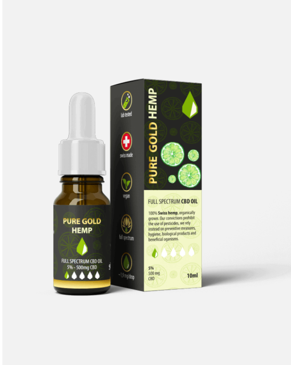 5% Pure Gold Hemp CBD olaj 10ml lime íz