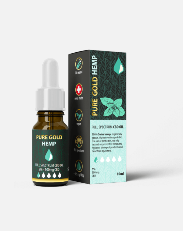 5% Pure Gold Hemp CBD olaj 10ml menta íz