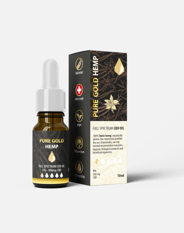 5% Pure Gold Hemp CBD olaj 10ml vanília íz